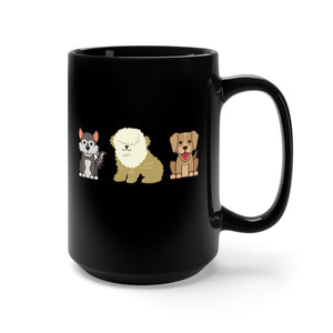 I Love Pups Black Mug 15oz