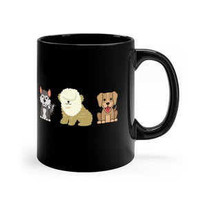 I Love Pups Black Mug 11oz